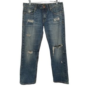 Anoname Y2K Jeans 28 Chloe Crop Boyfriend Distressed Mid Rise Relaxed Fit